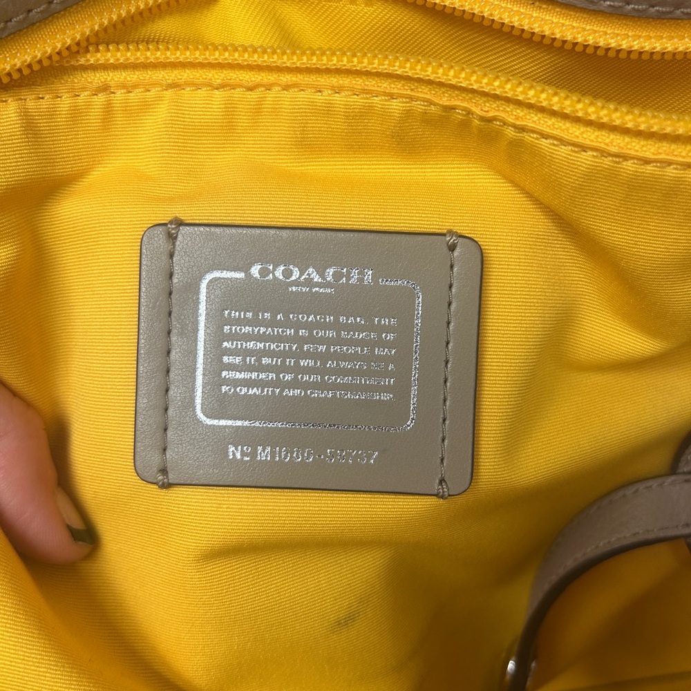 Coach Pebbled Leather Tote in Beige - Picture 14 of 16